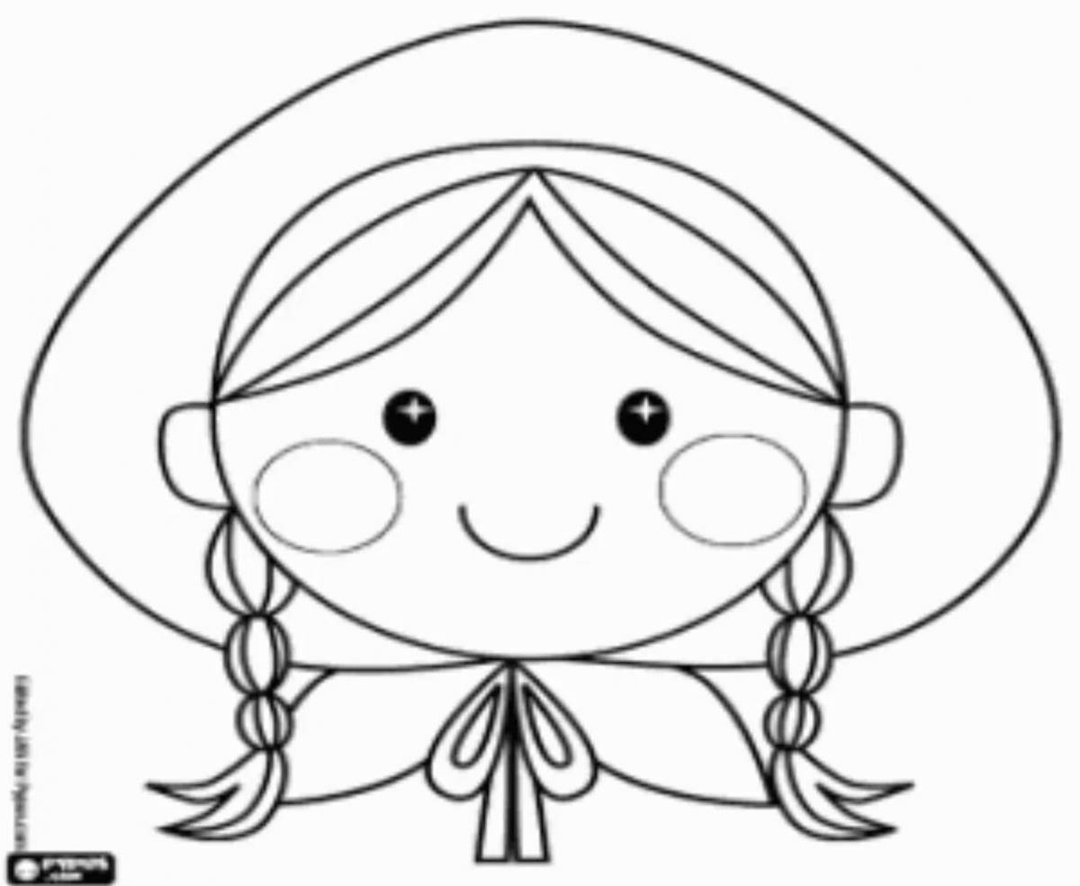 Fancy doll head coloring page