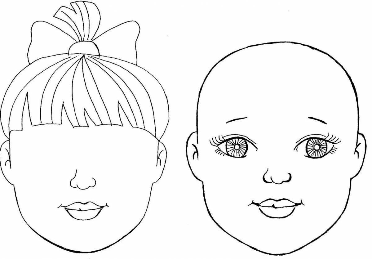 Уникальная страница раскраски головы куклы