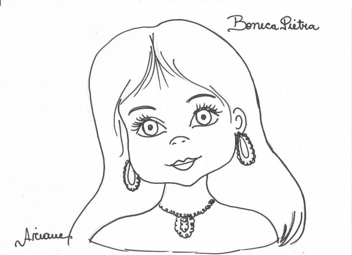 Amazing doll head coloring page
