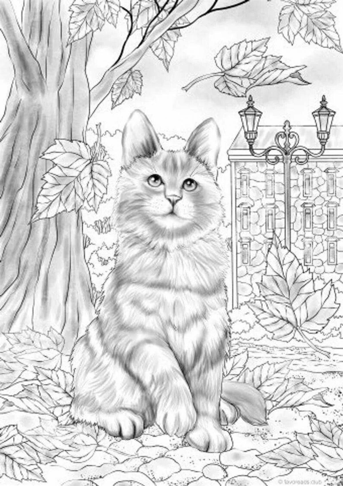 Majestic cat coloring realistic
