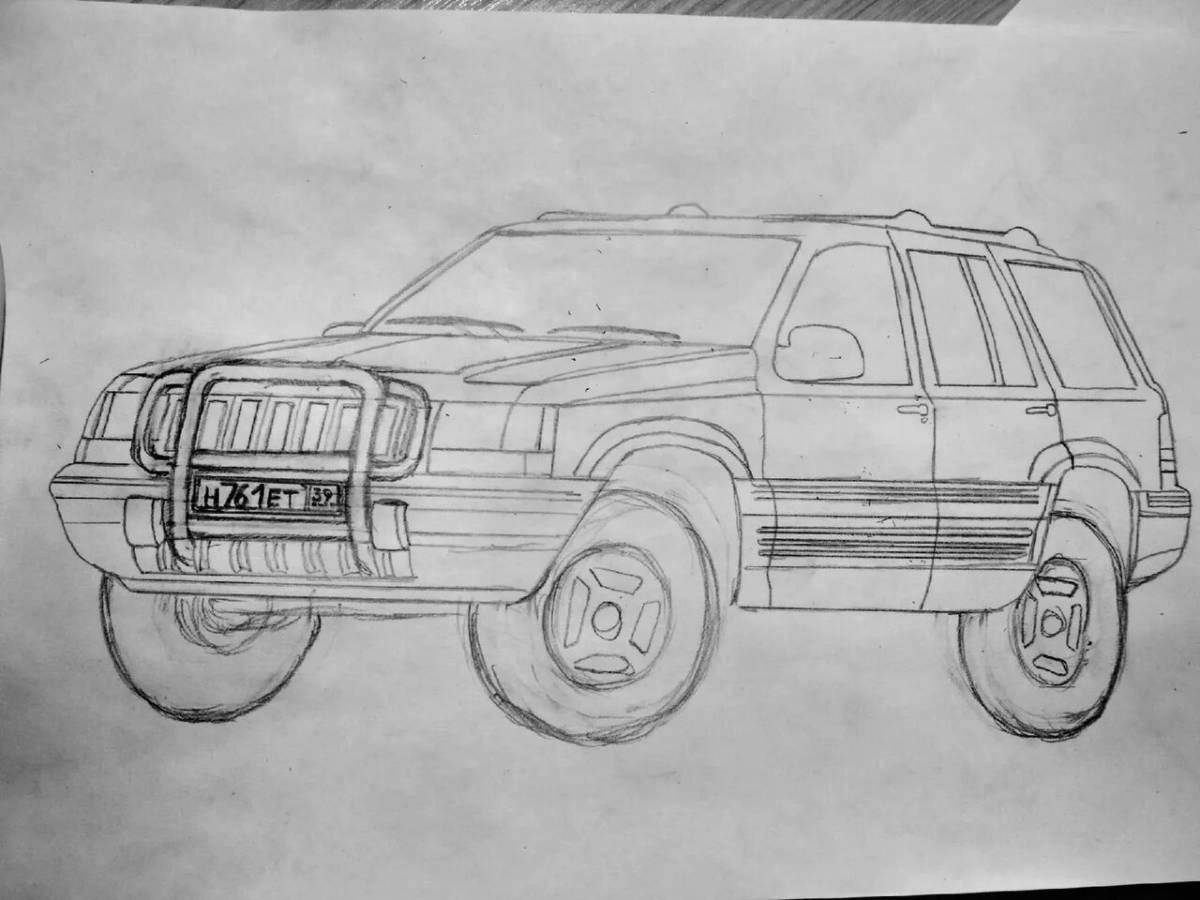 Glowing grand cherokee coloring page