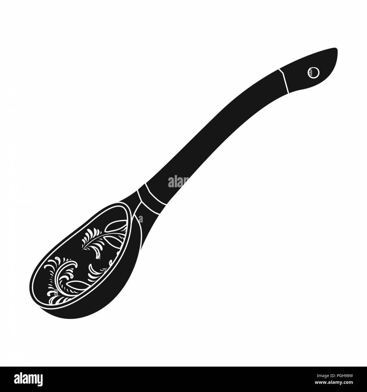 Adorable coloring page with painted spoon