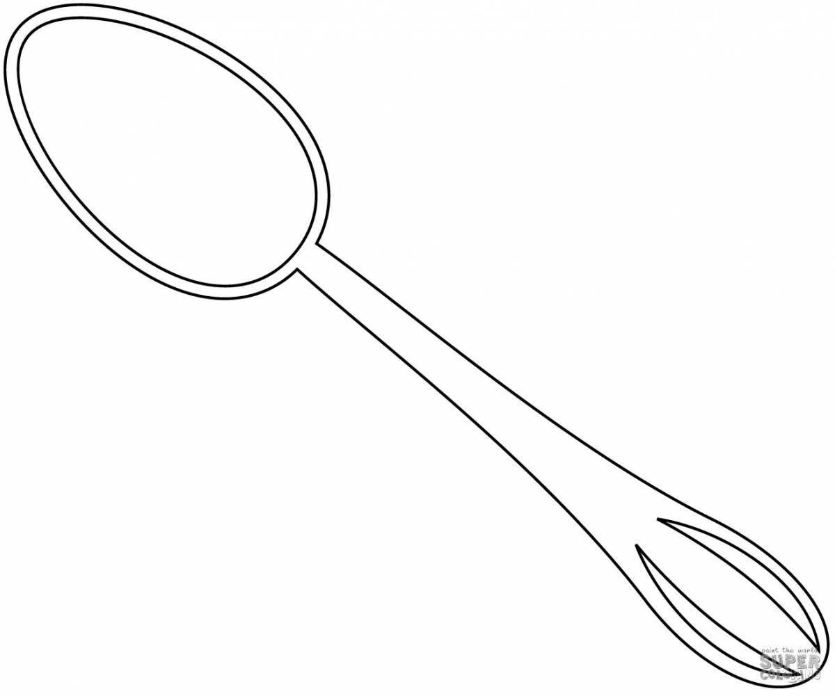 Coloring page with cute painted spoon