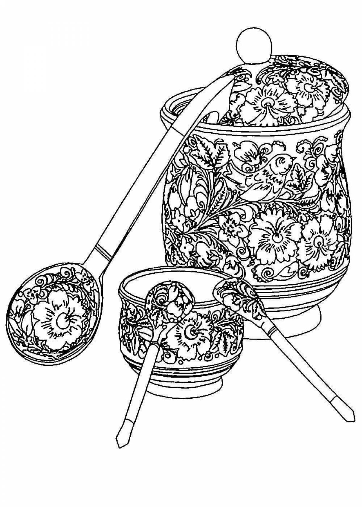 Coloring book glamor painted spoon