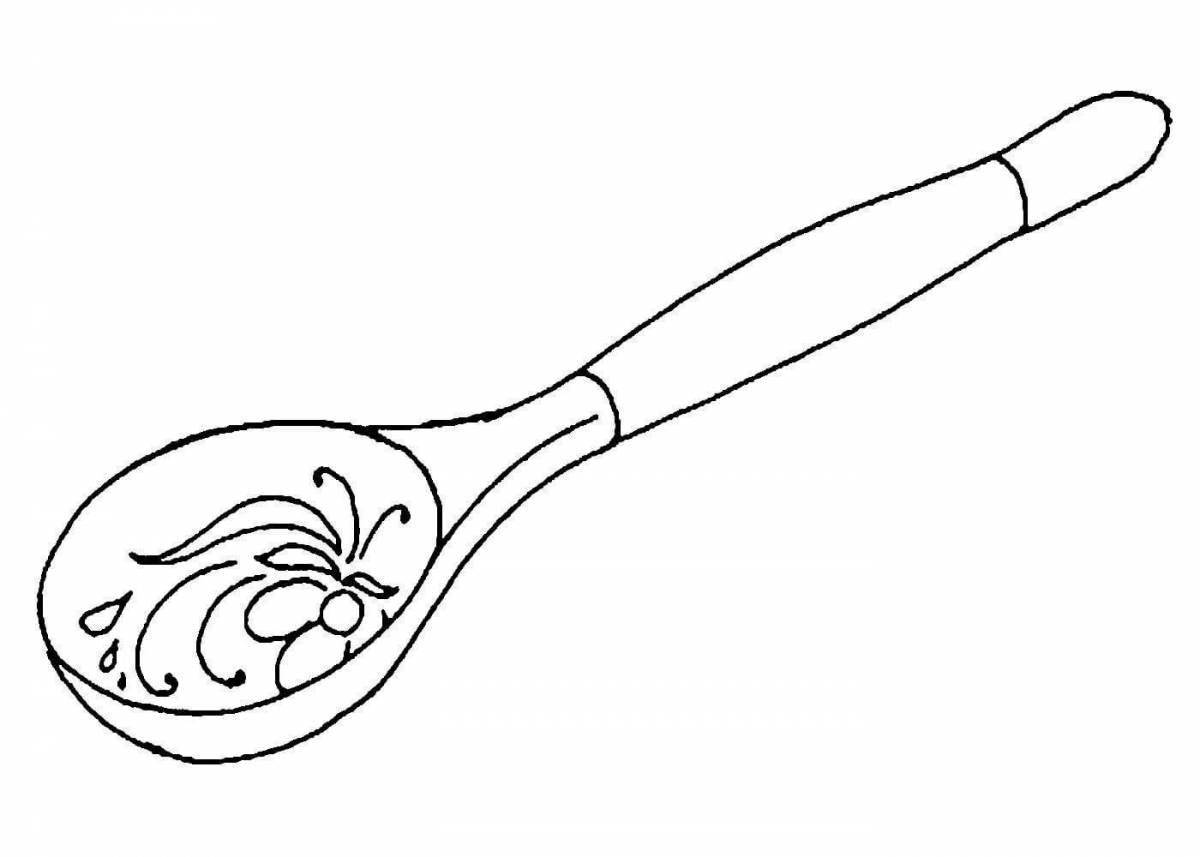 Great coloring book with a painted spoon