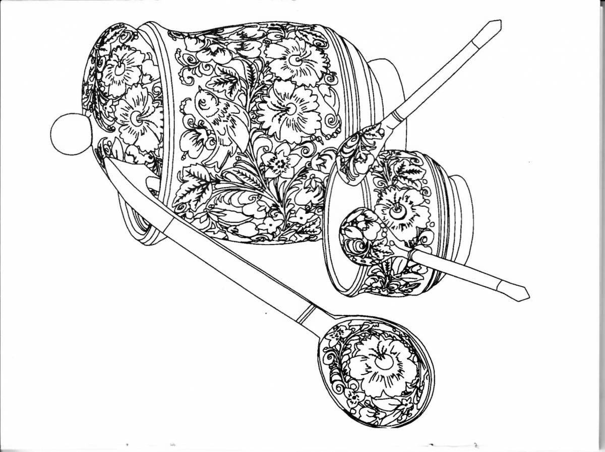 Impressive coloring page of painted spoon