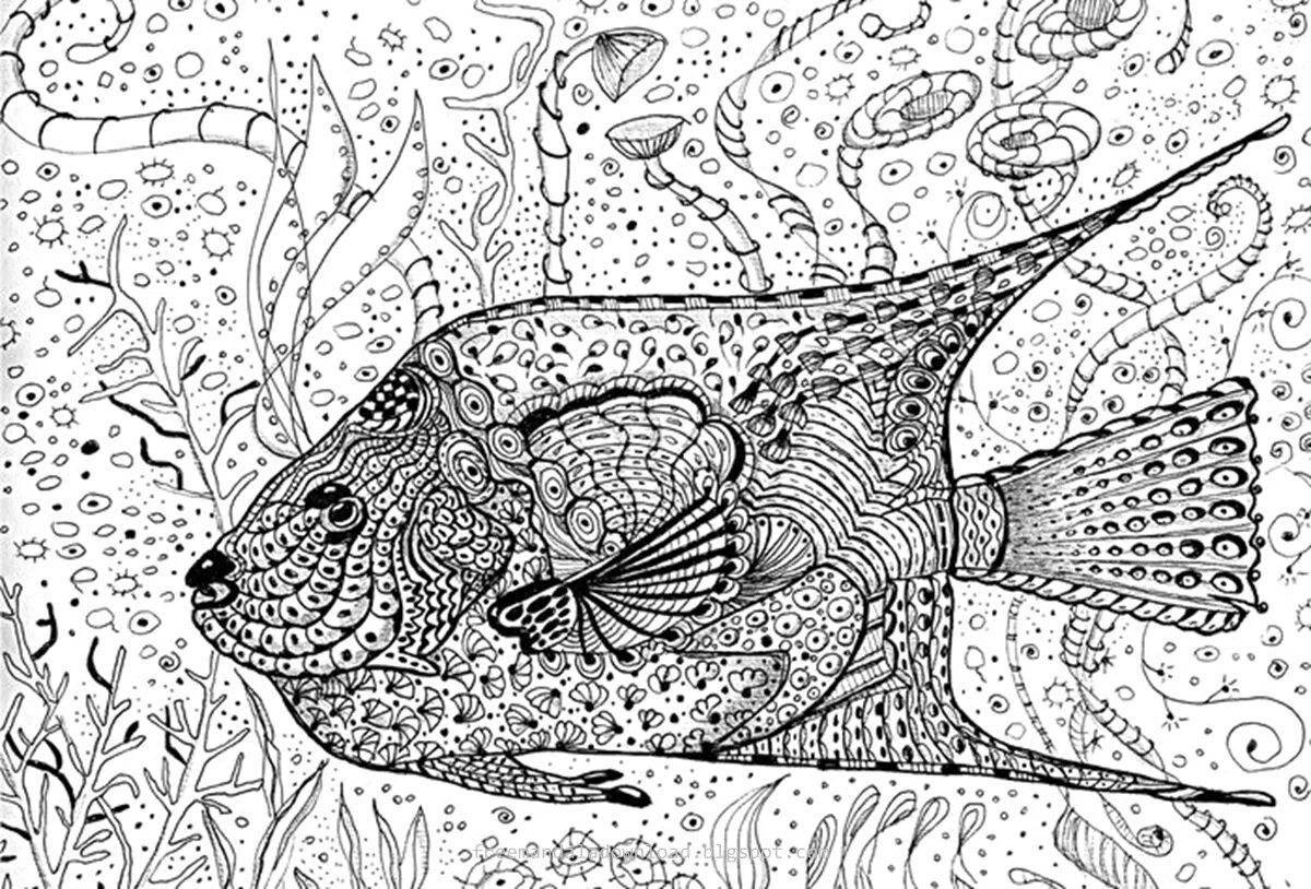 Fun anti-stress fish coloring book