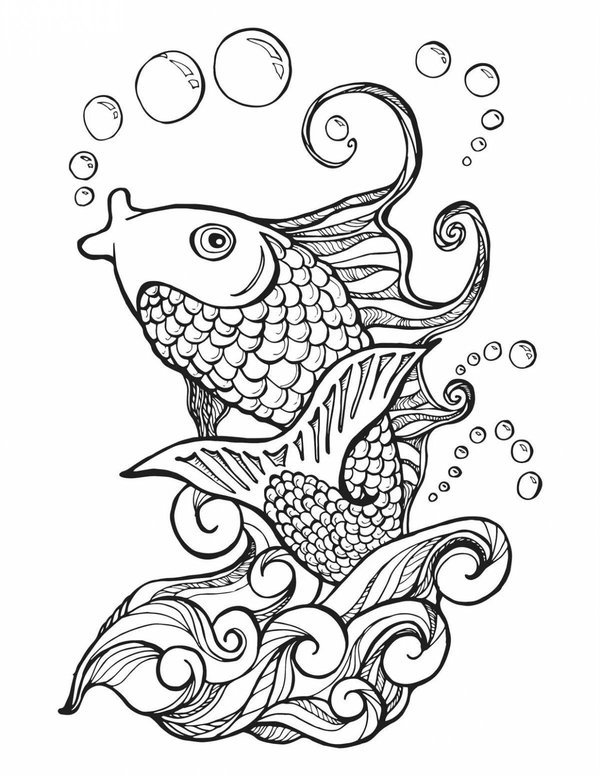 Очаровательная антистрессовая рыбка-раскраска