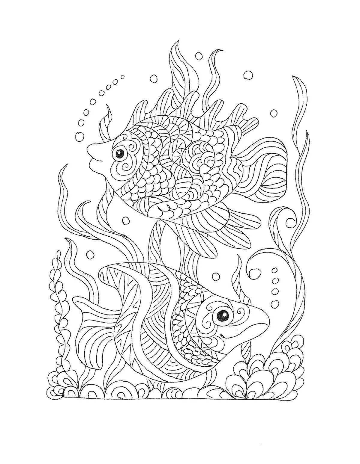 Coloring book glowing anti-stress fish