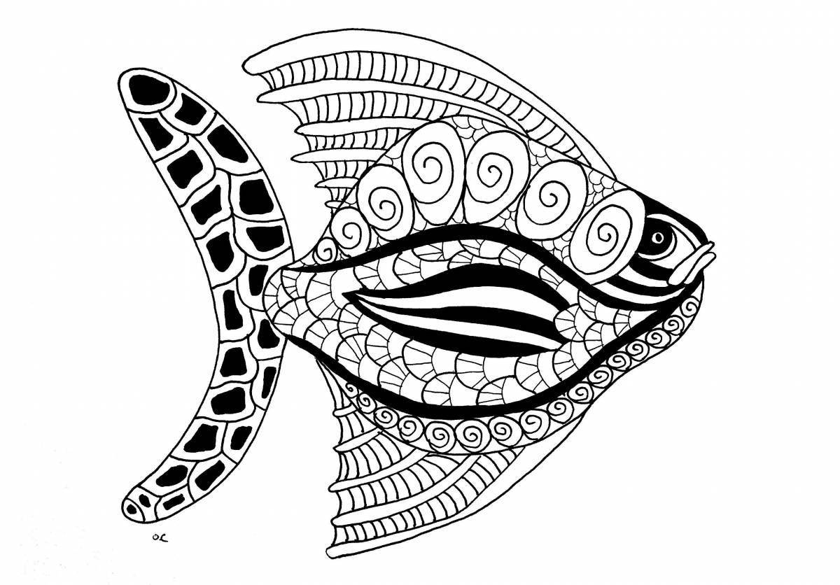 Раскраска сияющая антистрессовая рыбка