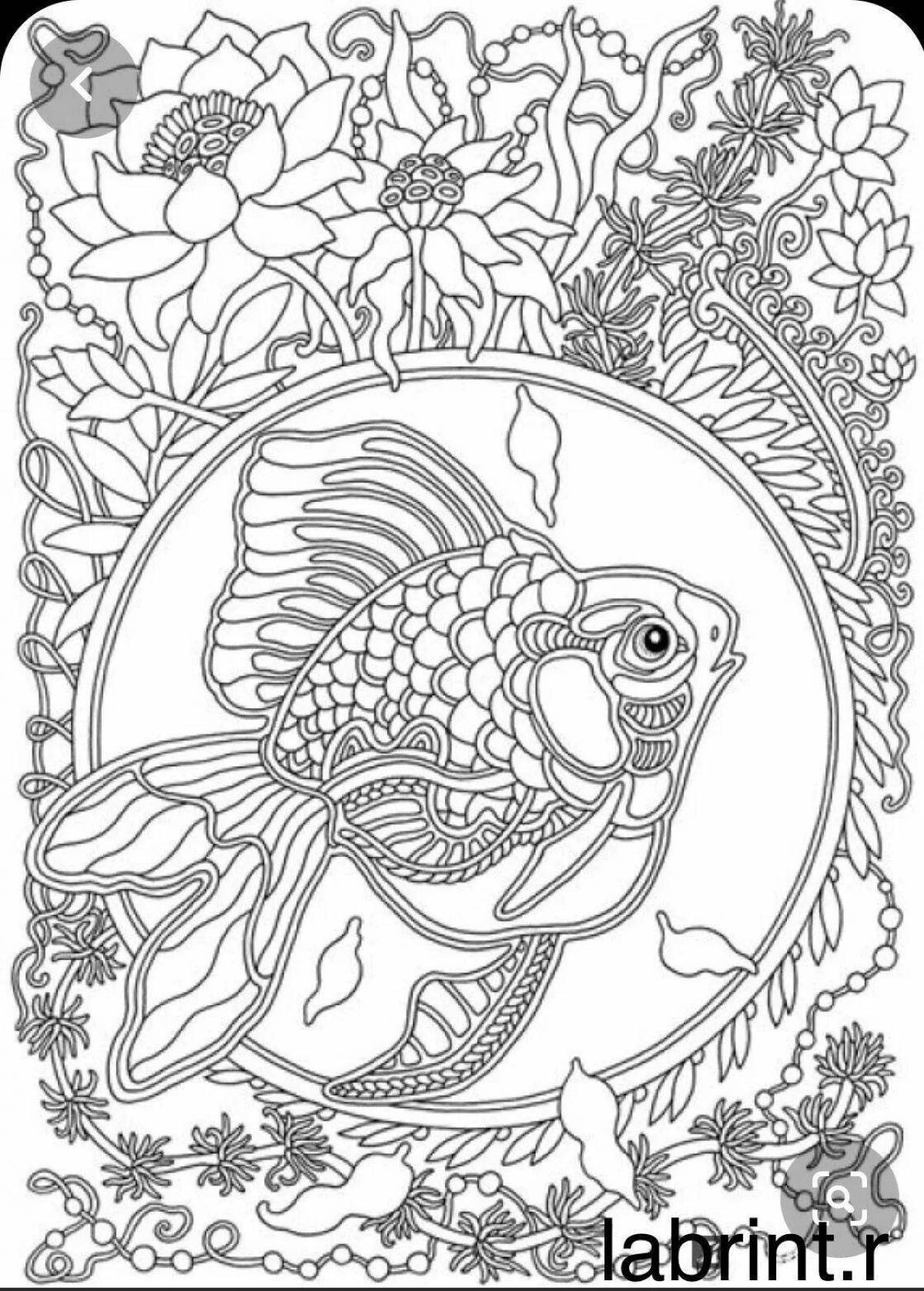 Inspiring anti-stress fish coloring book