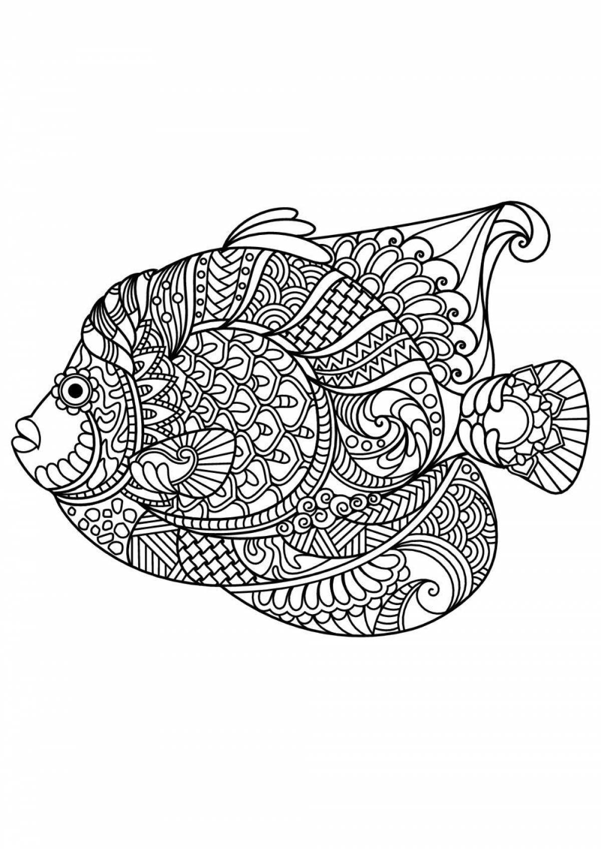 Раскраска мистическая антистрессовая рыба