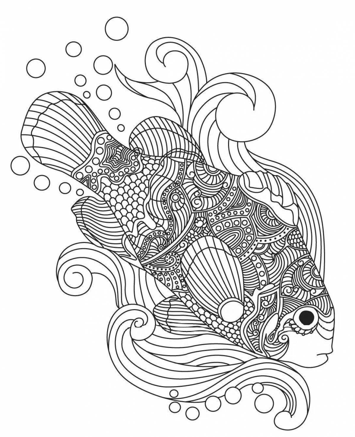 Раскраска антистресс рыбы