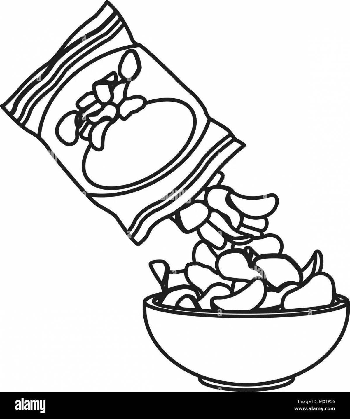 Coloring page for a tasty bag of chips