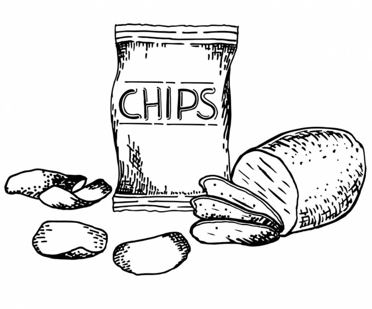 Fun pack of chips coloring page