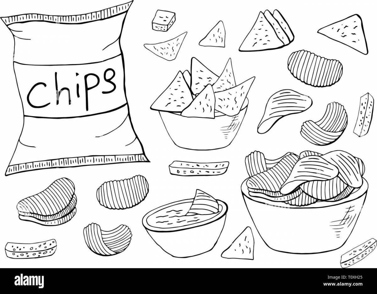 Захватывающая раскраска «пакет чипсов»