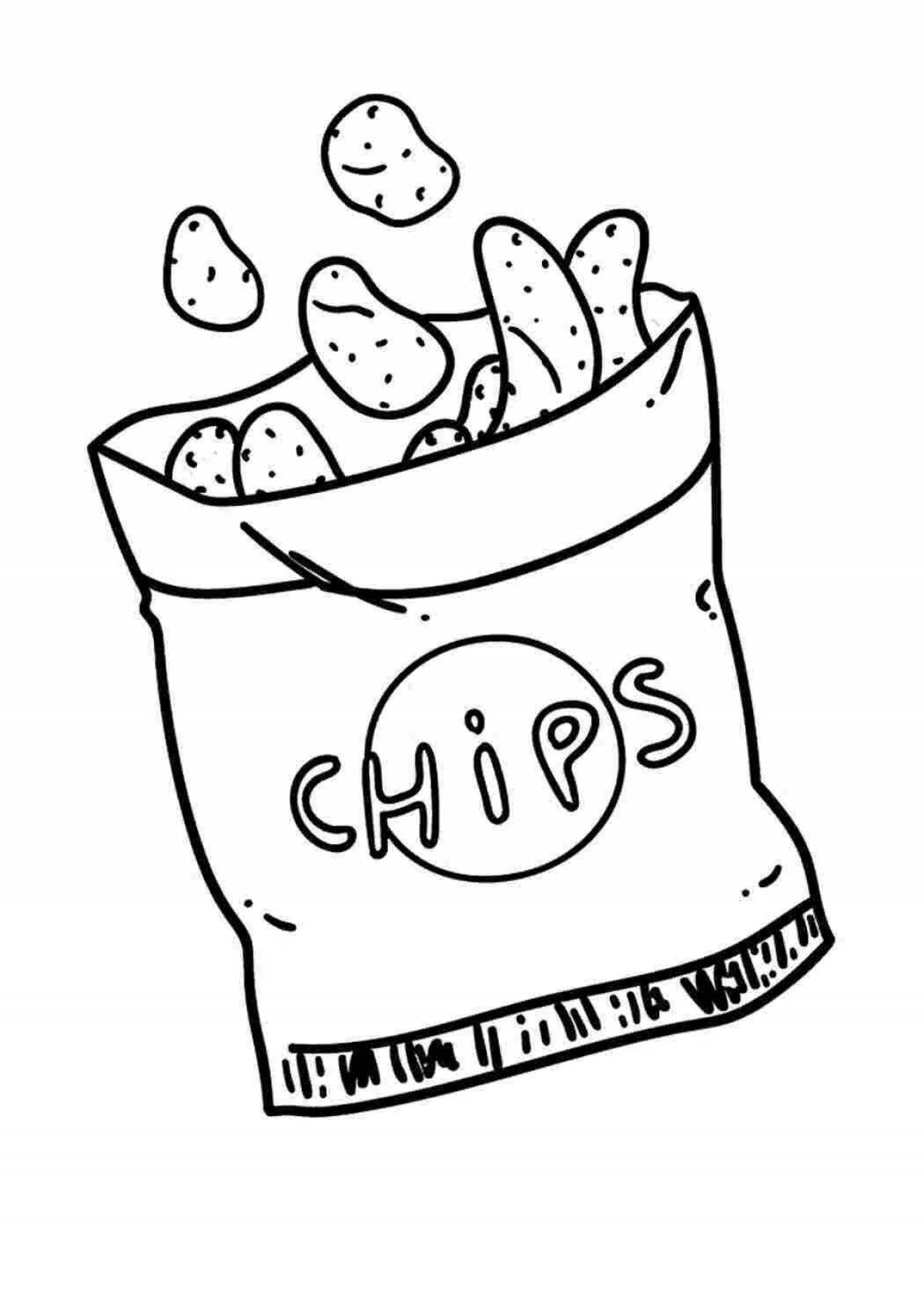 Coloring page delicious bag of chips