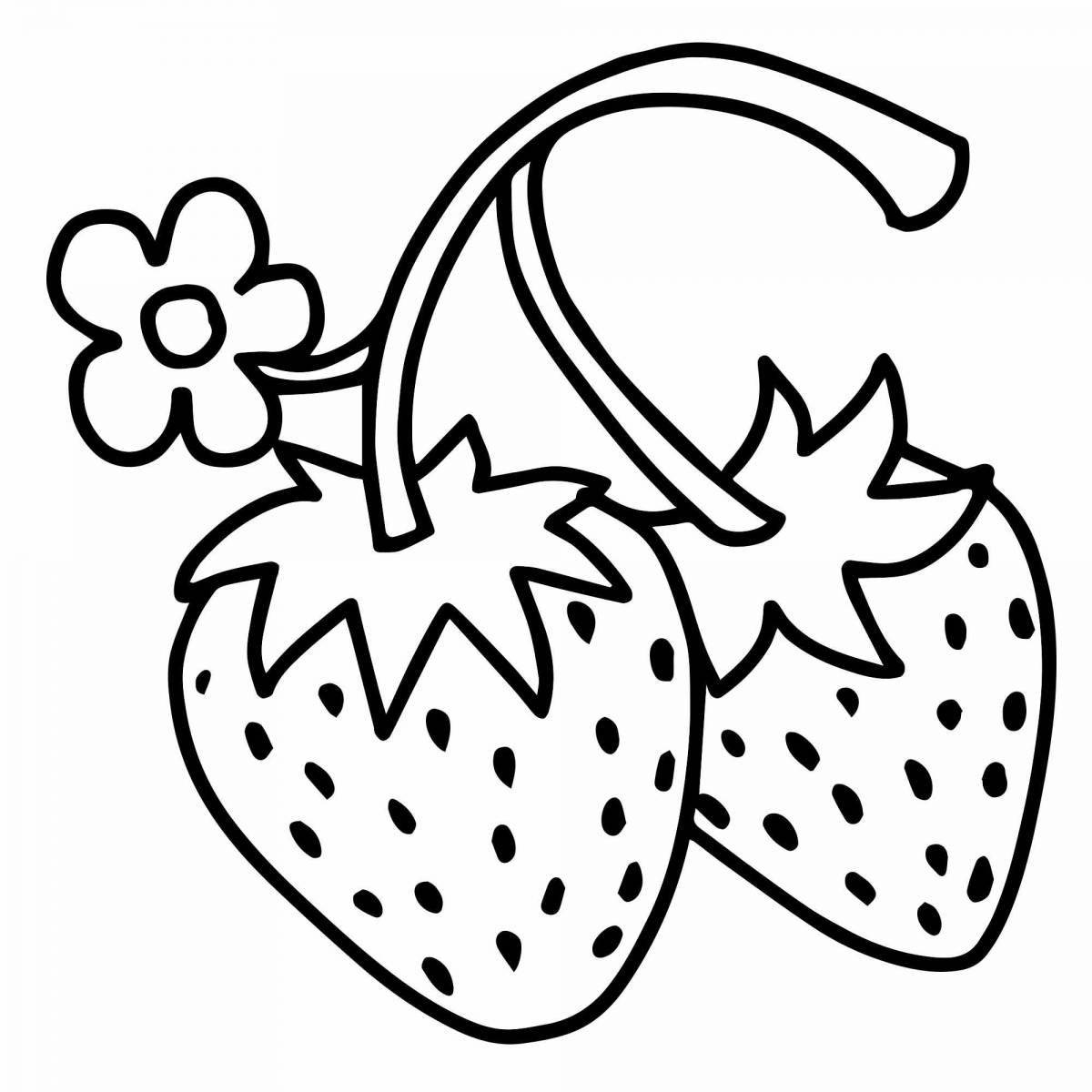 Coloring page strawberries with puffy fruits