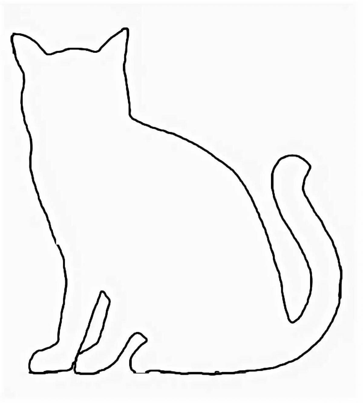 Кошка для вырезания из бумаги. Контур кошки для рисования. Трафарет кошки.