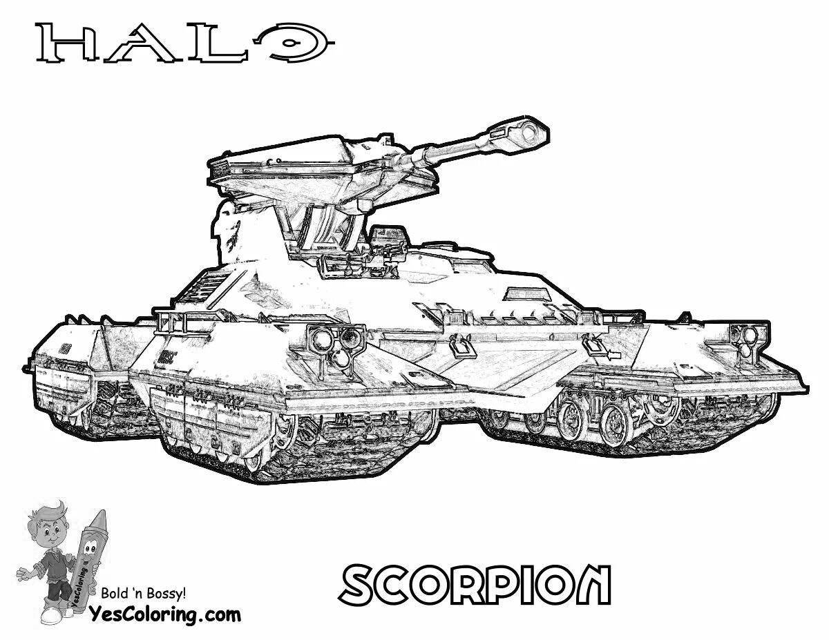 Photo Coloring book brave tank scorpion