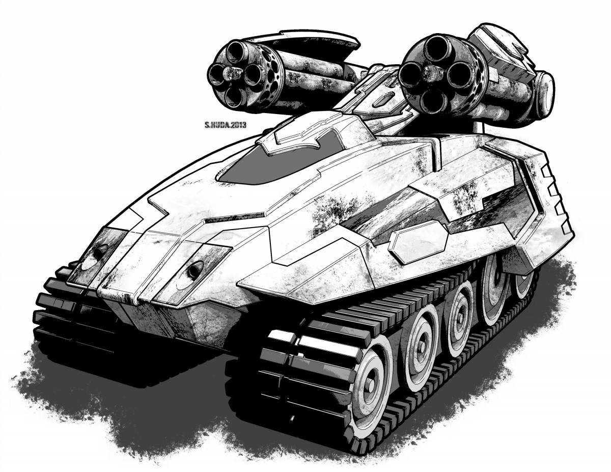 Раскраска великолепный танк-скорпион