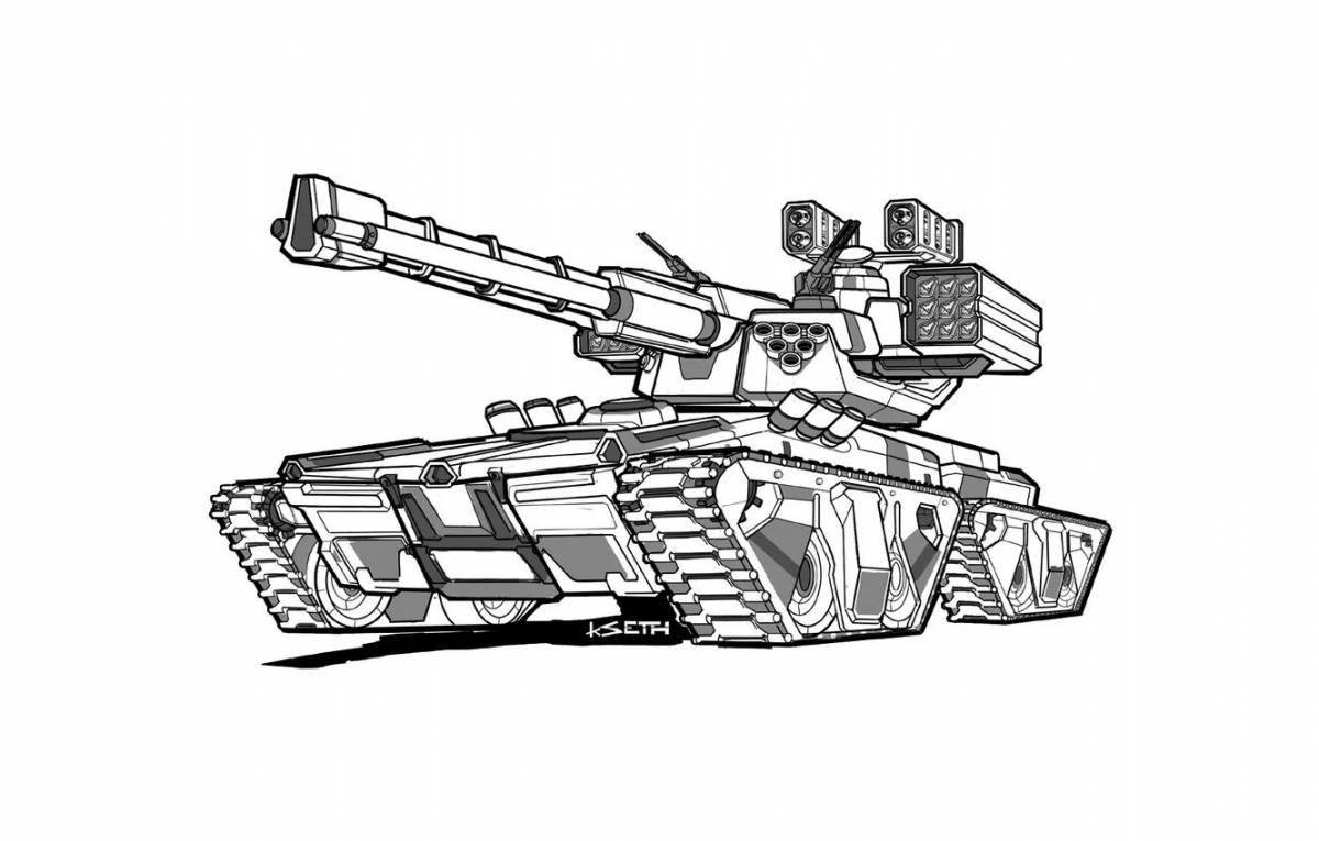 Замысловатая страница раскраски танка со скорпионом
