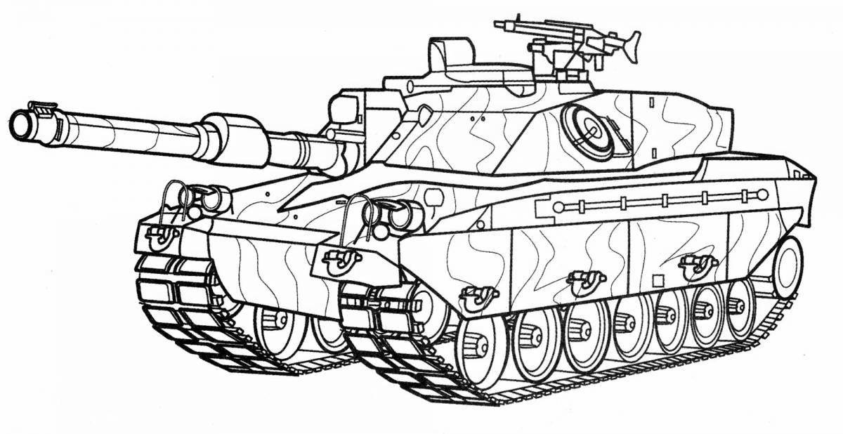 Coloring page cute scorpion tank