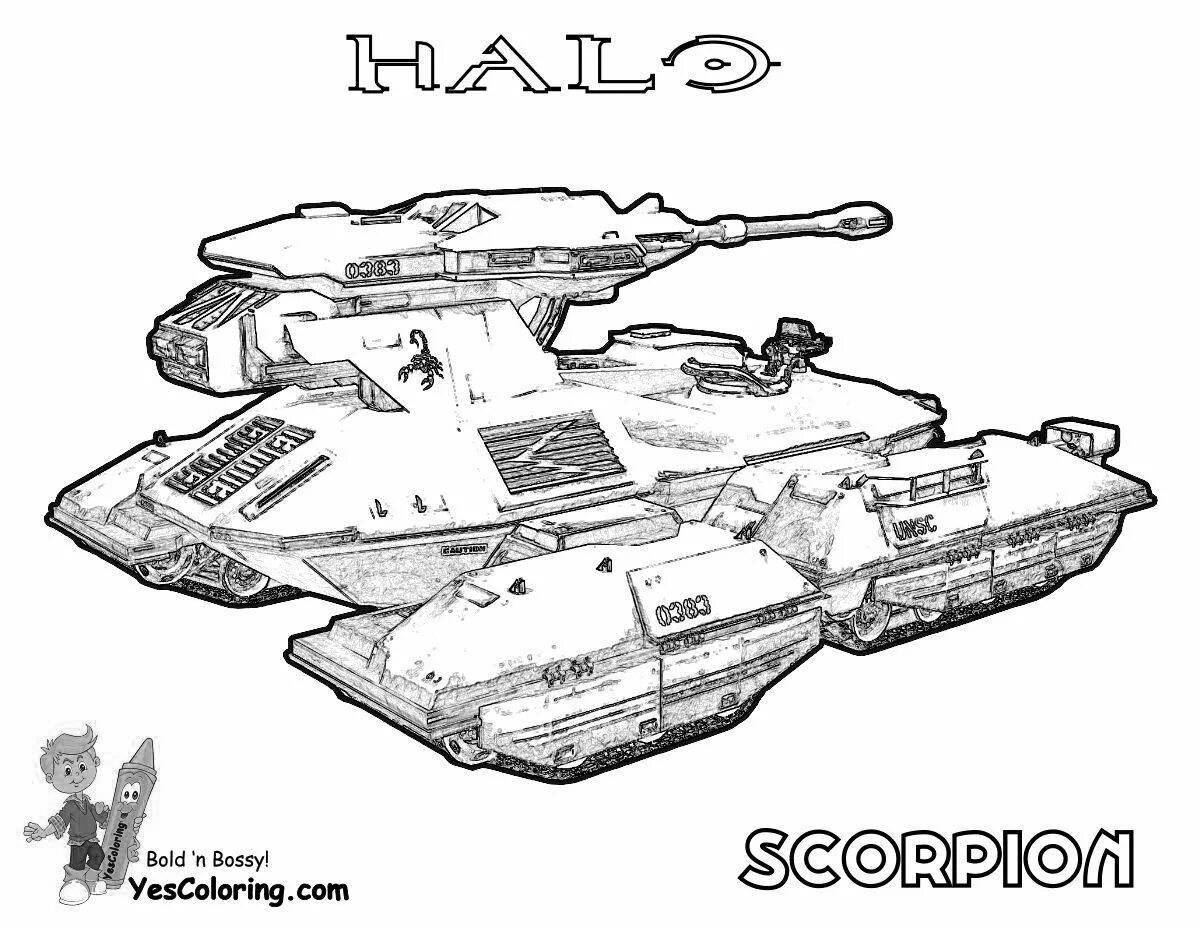 Анимированная страница раскраски танка со скорпионом