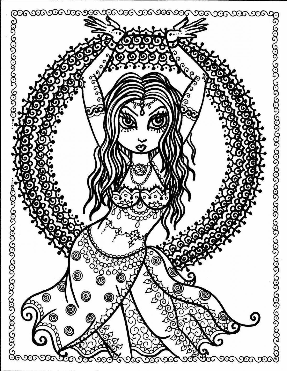 Coloring page wild oriental beauty