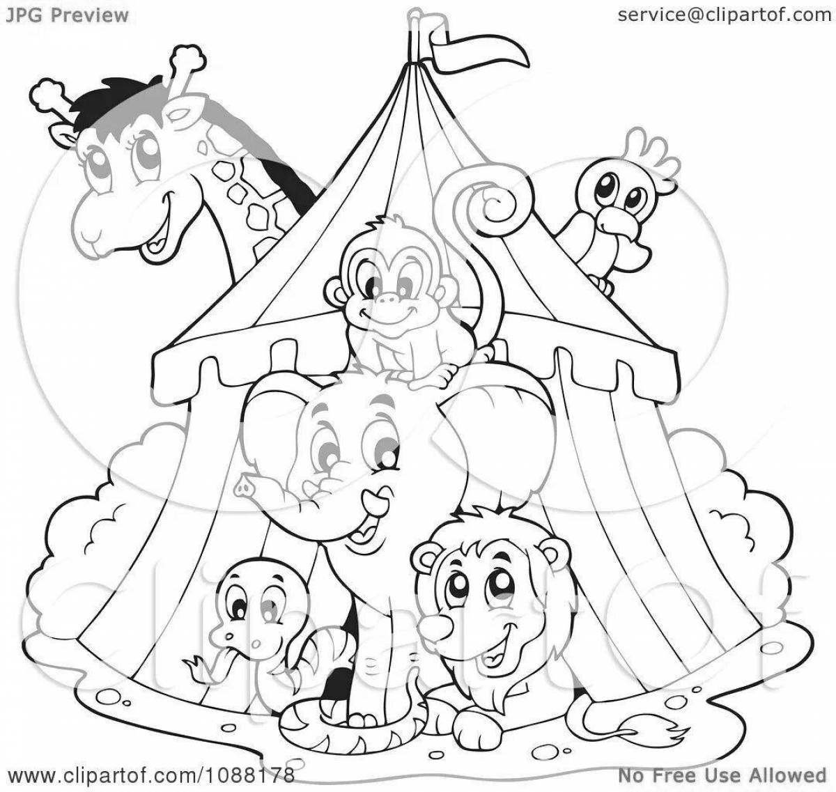 Coloring page festive circus poster