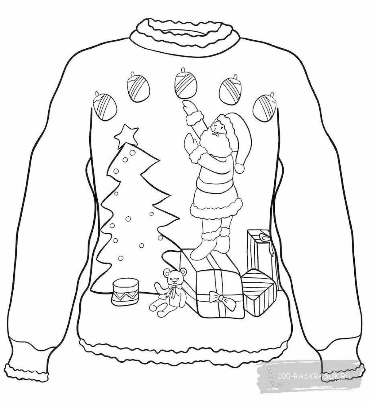 Colourful Christmas sweater coloring page