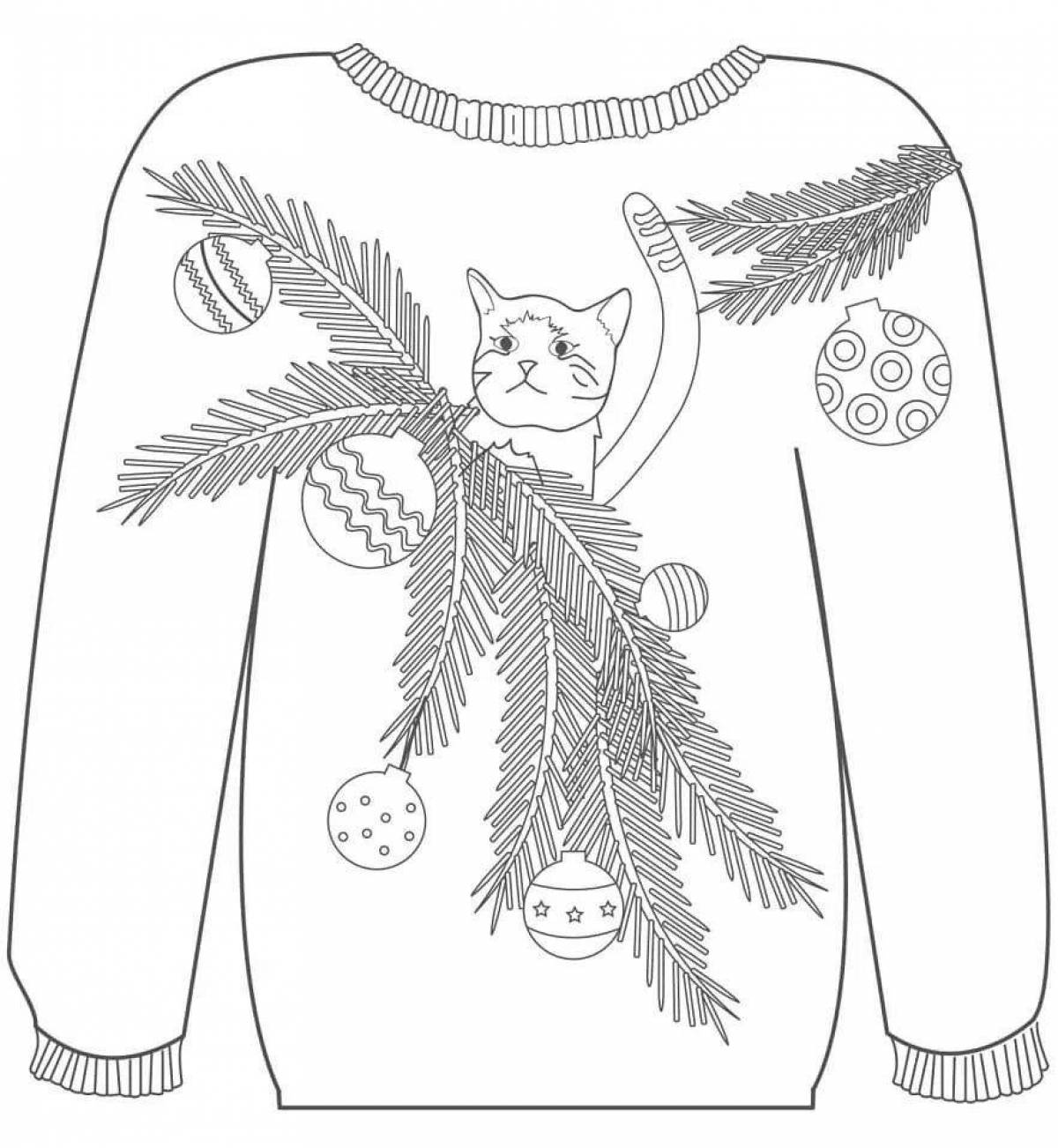 Веселая раскраска рождественский свитер