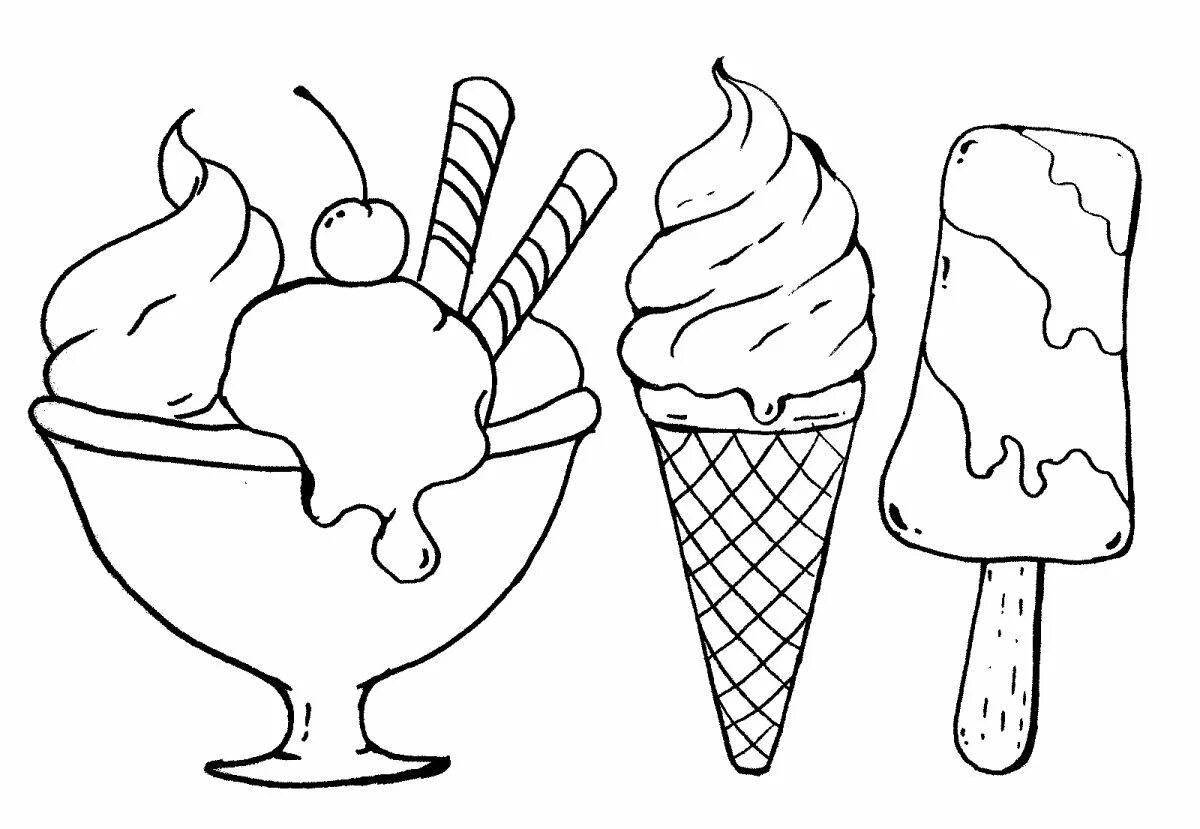 Adorable ice cream coloring page
