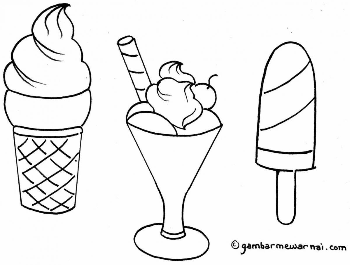 Cute ice cream coloring page