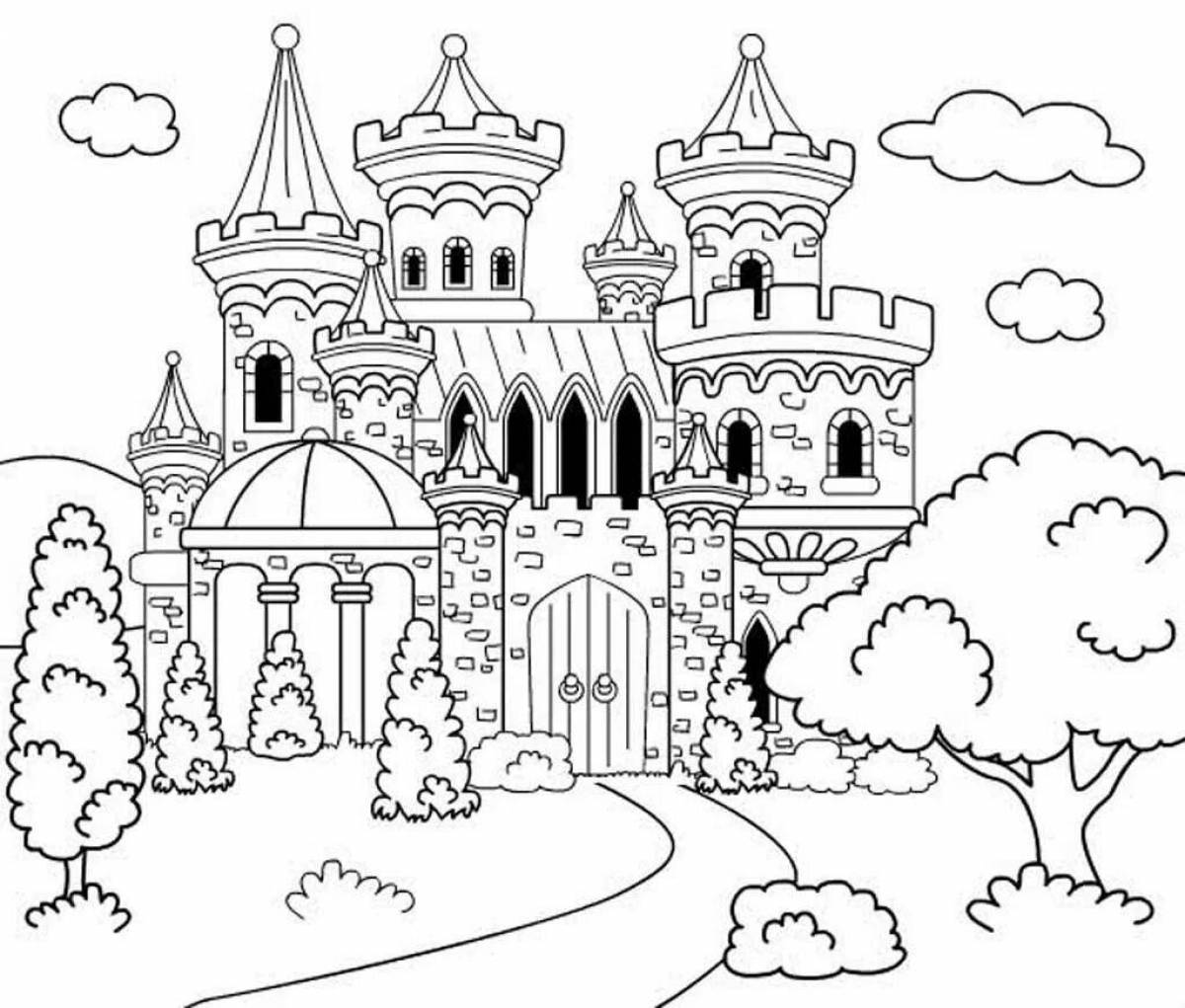 Coloring book charming magic castle