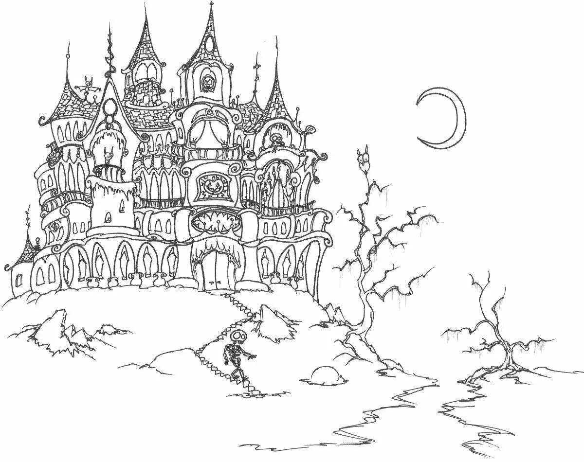 Impressive magic castle coloring page