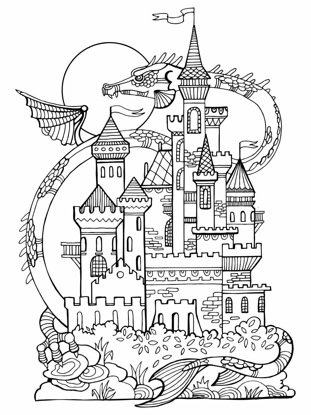 Coloring page elegant magic castle