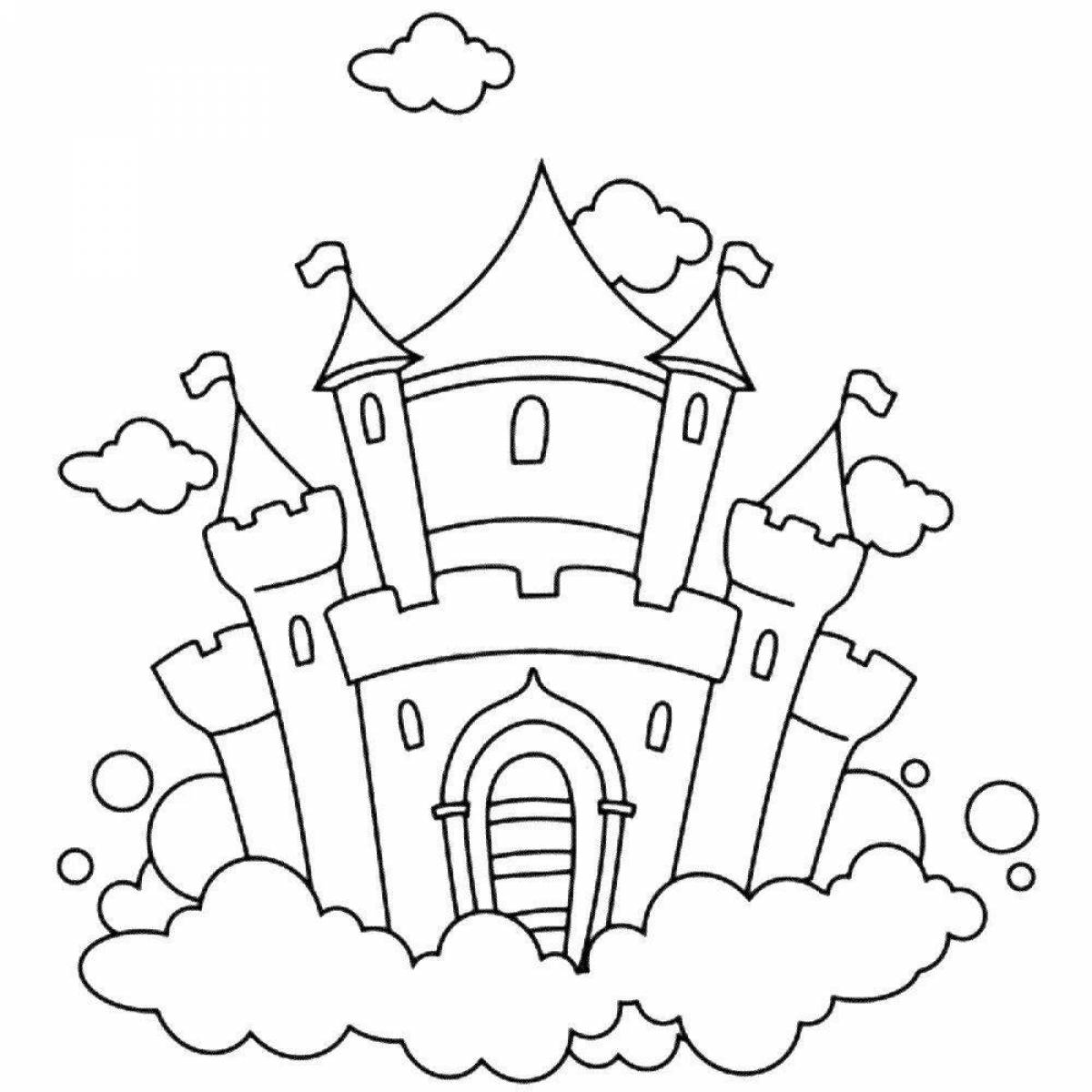 Sparkling magic castle coloring page