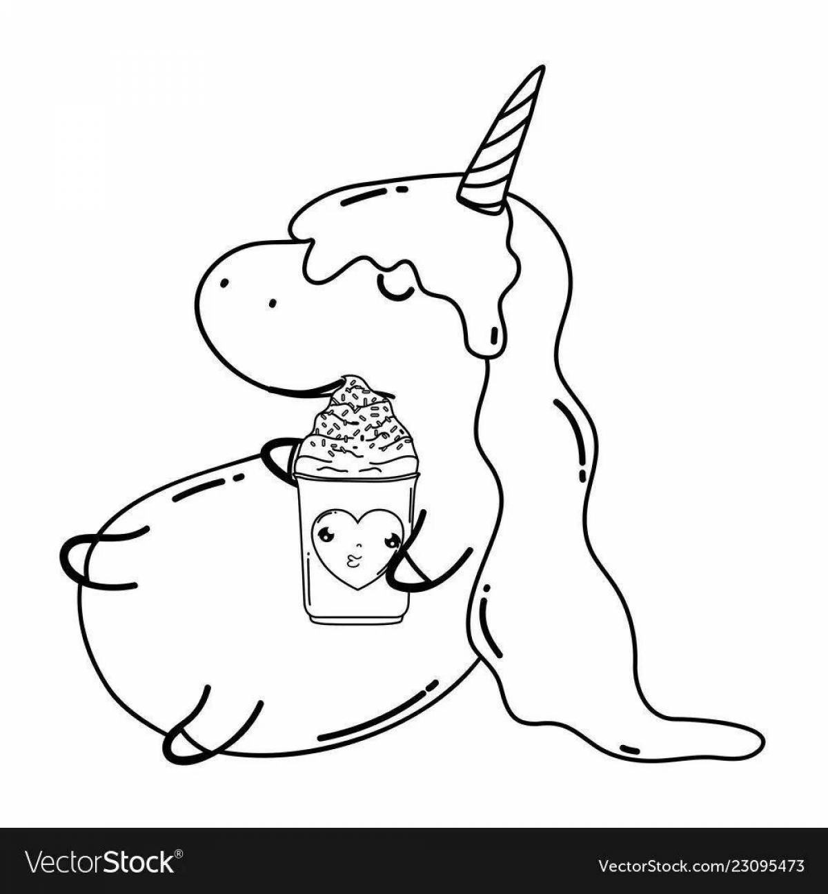 Блестящая раскраска unicorn ice cream