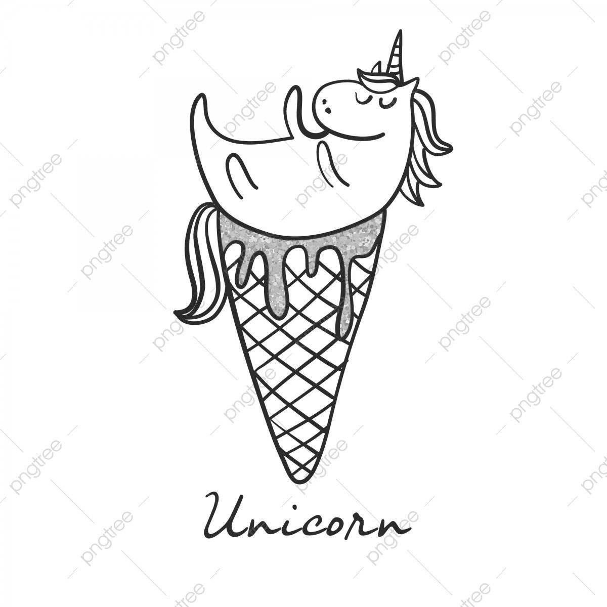 Sparkling unicorn ice cream coloring book