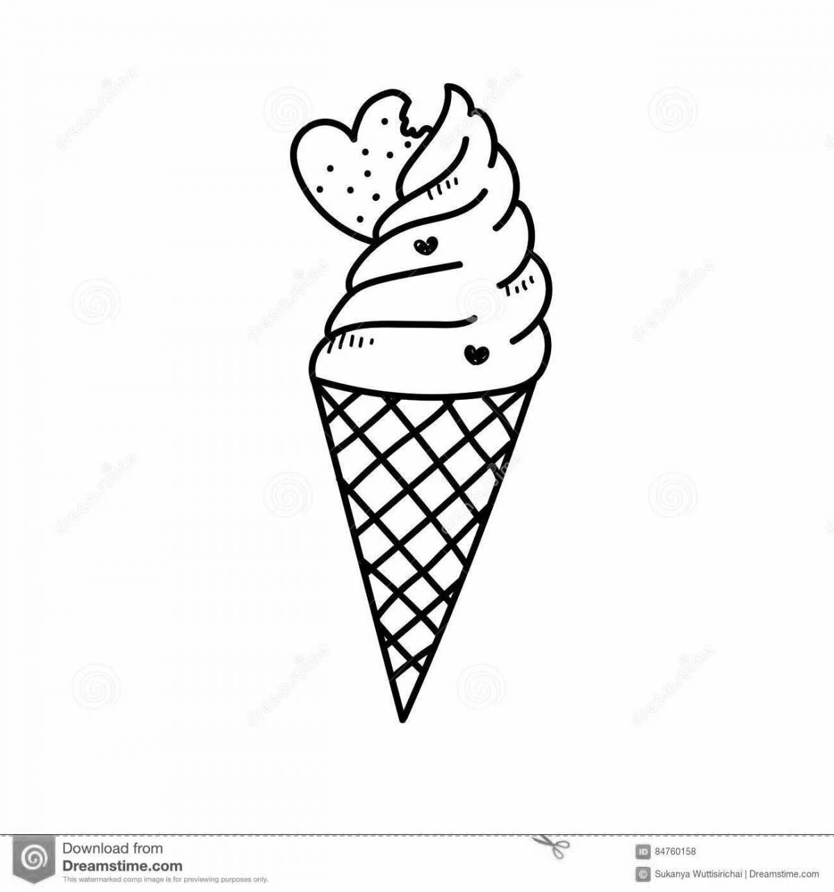 Radiant coloring page unicorn ice cream