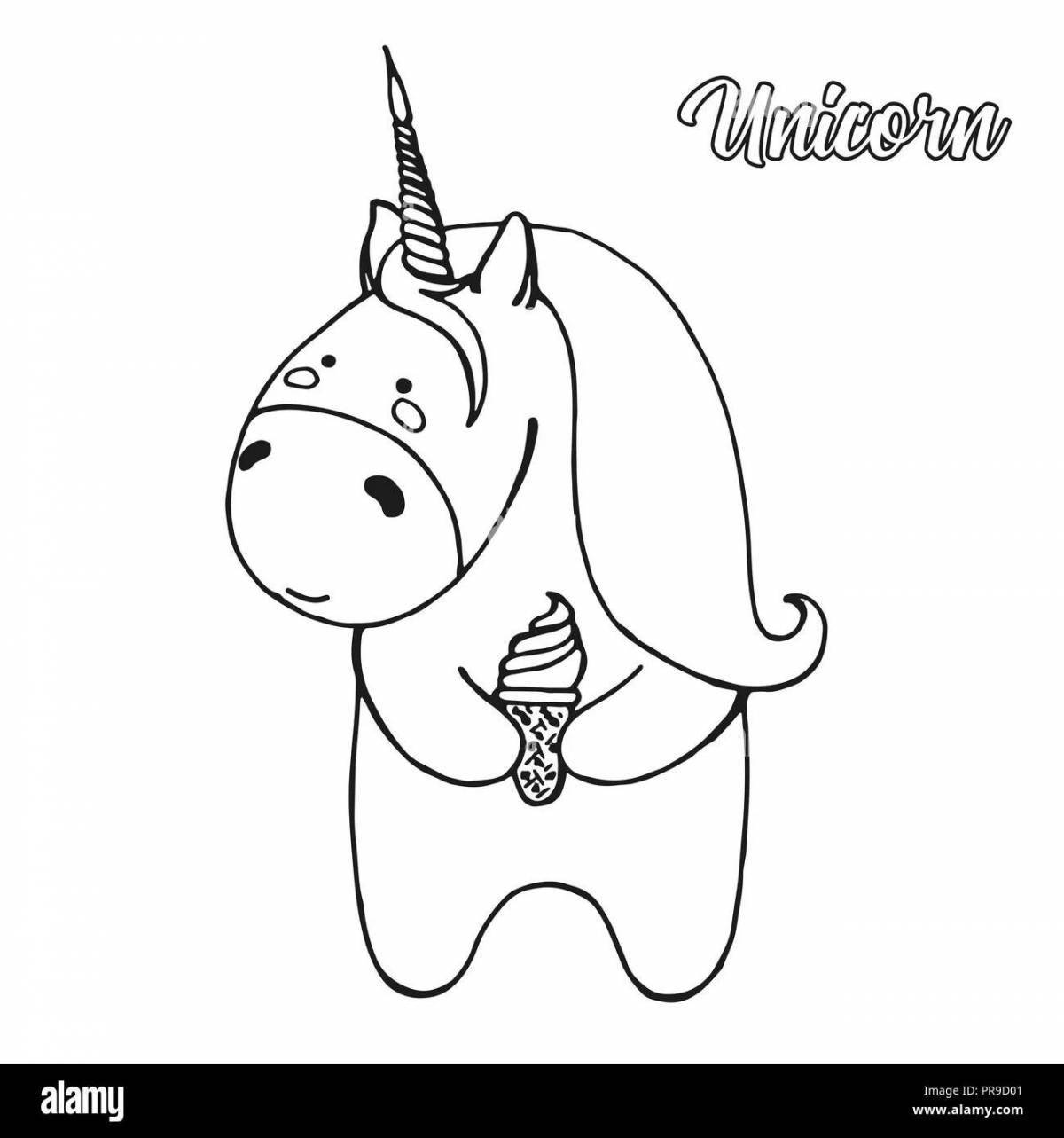 Fluffy unicorn ice cream coloring book