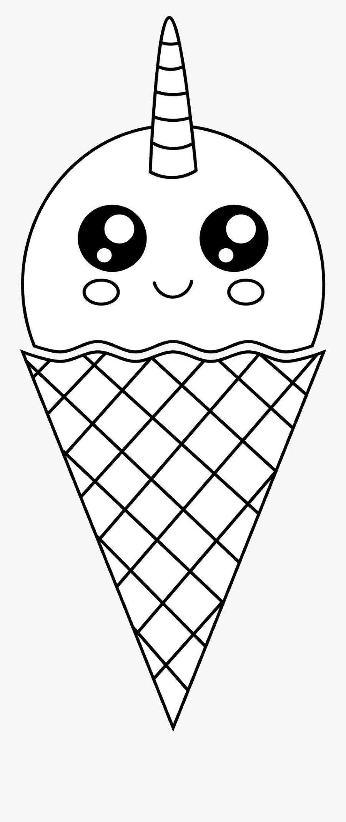 Soft coloring unicorn ice cream