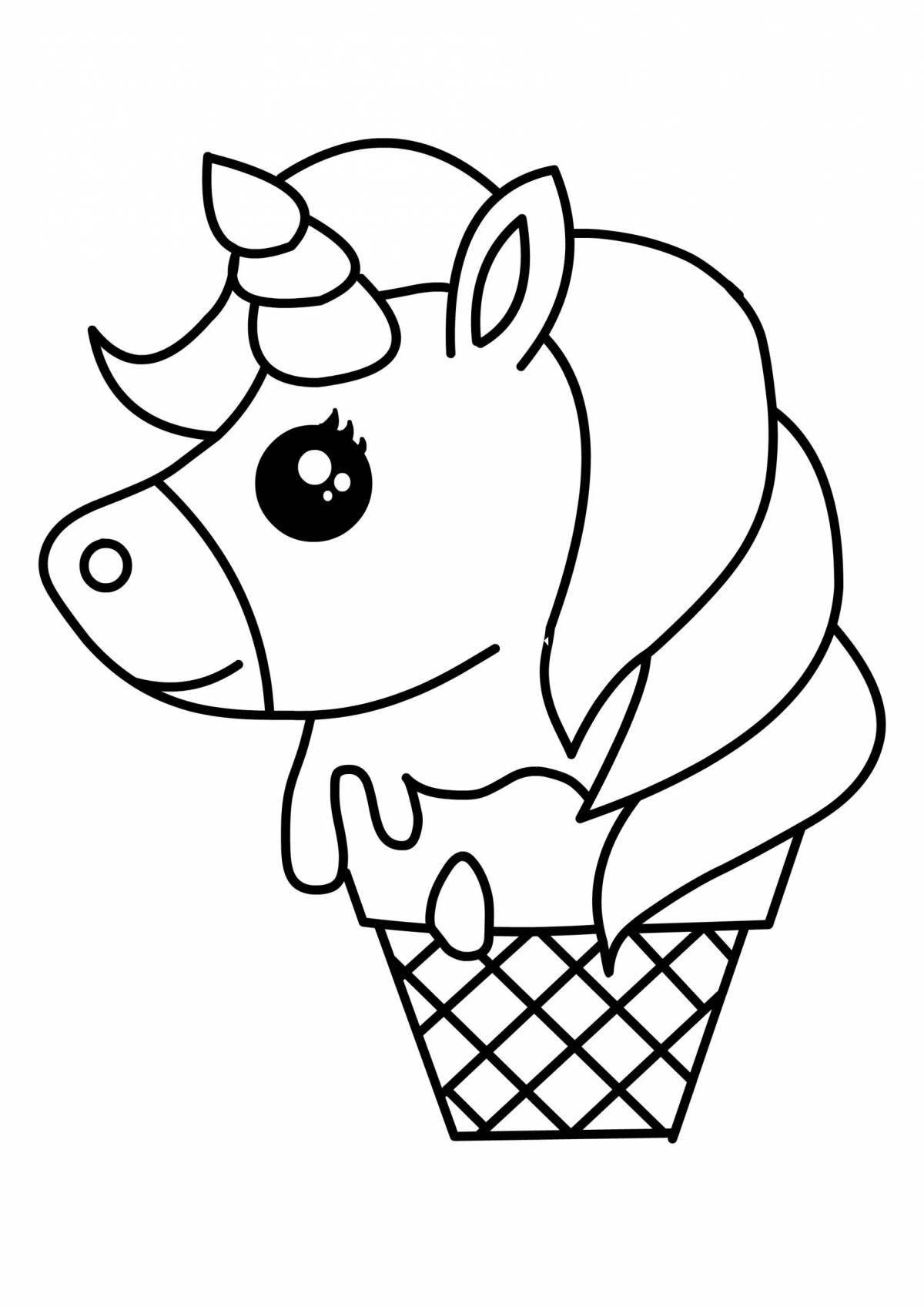 Coloring unicorn ice cream