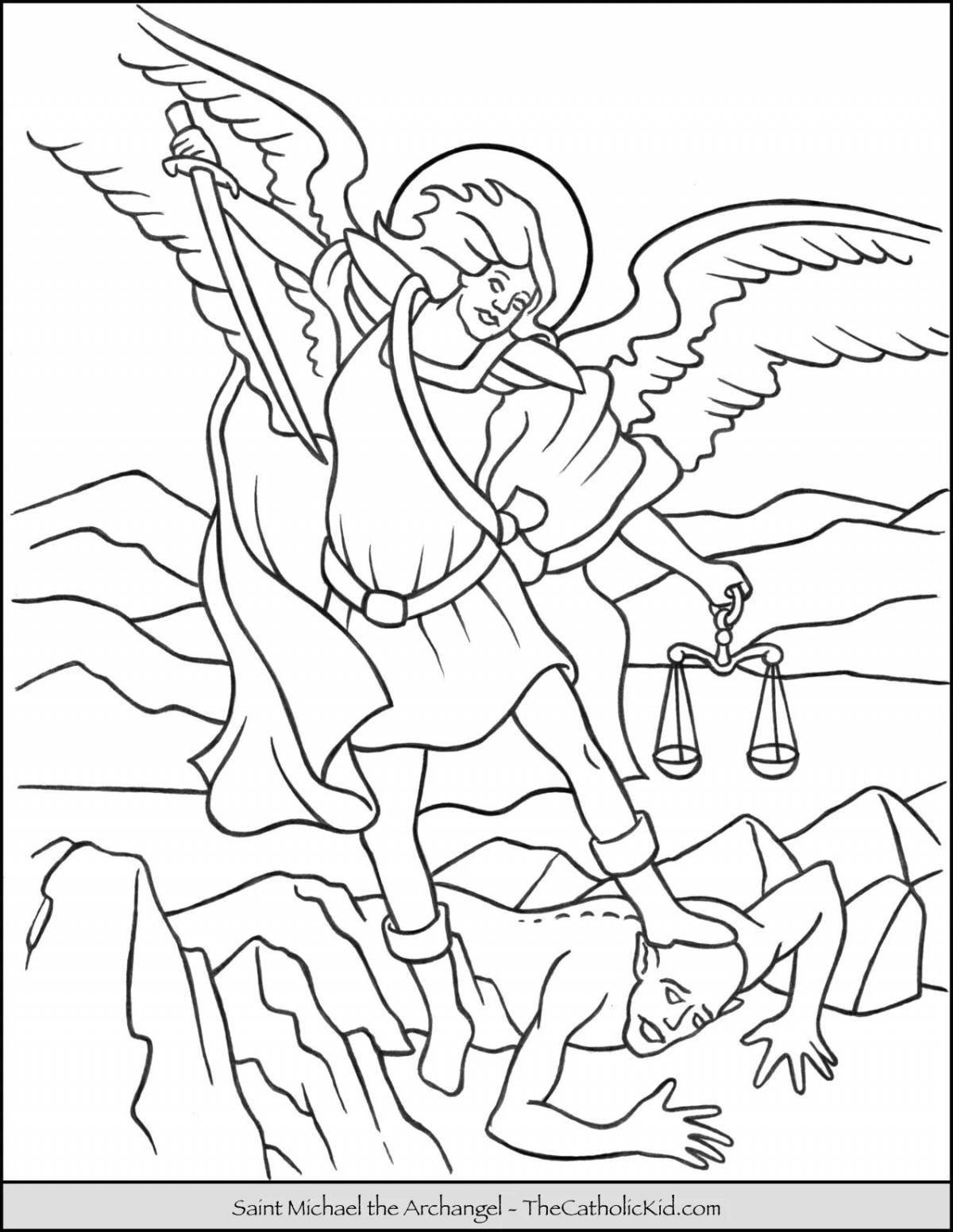 Coloring page of the divine archangel michael