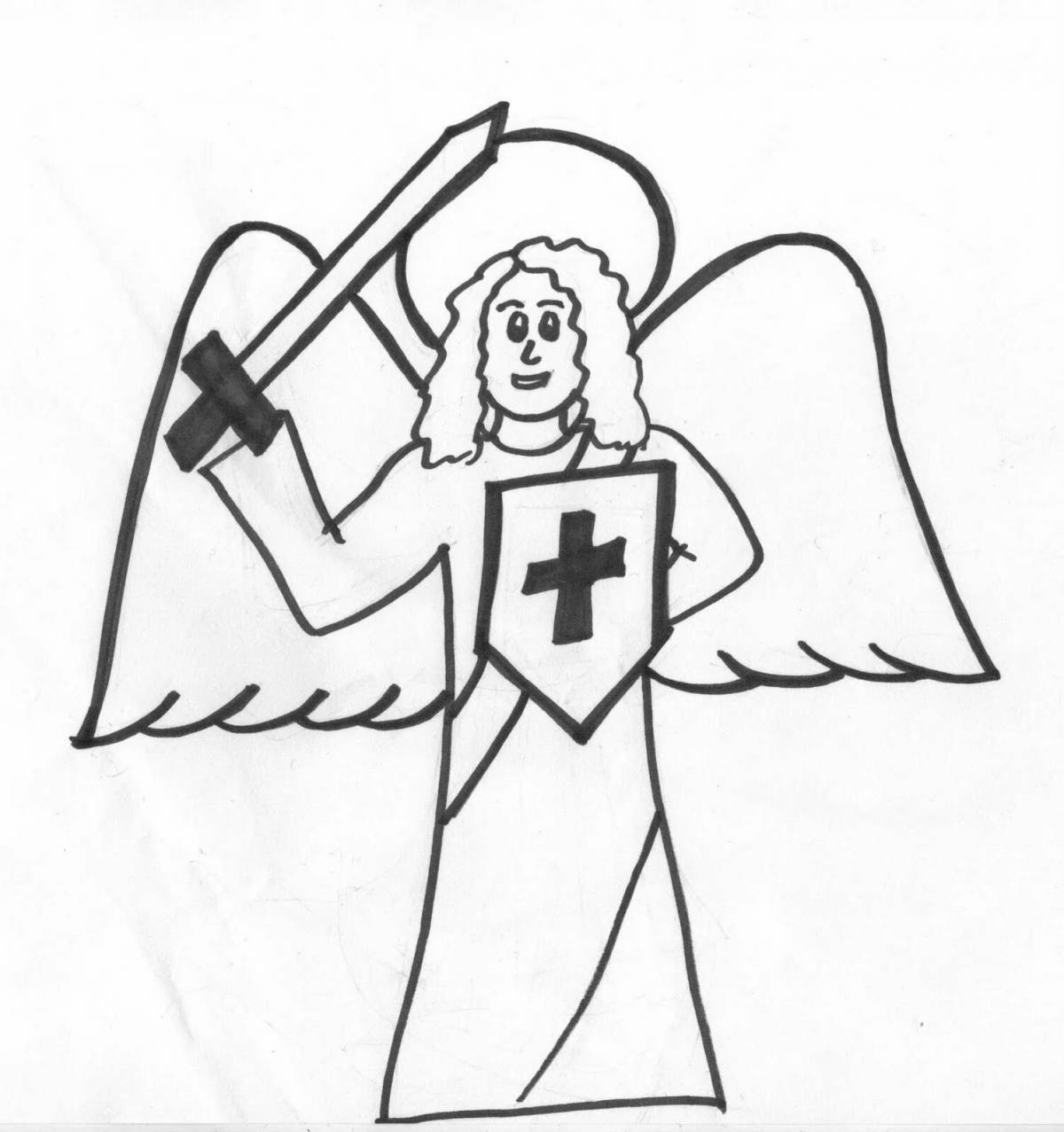 Coloring page celestial archangel michael