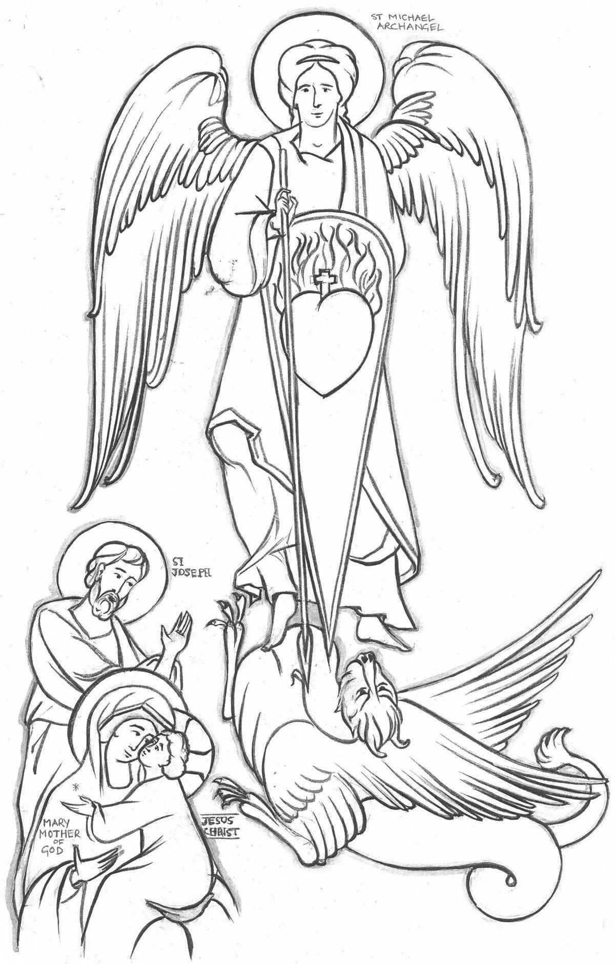 Раскраска возвышенный архангел михаил