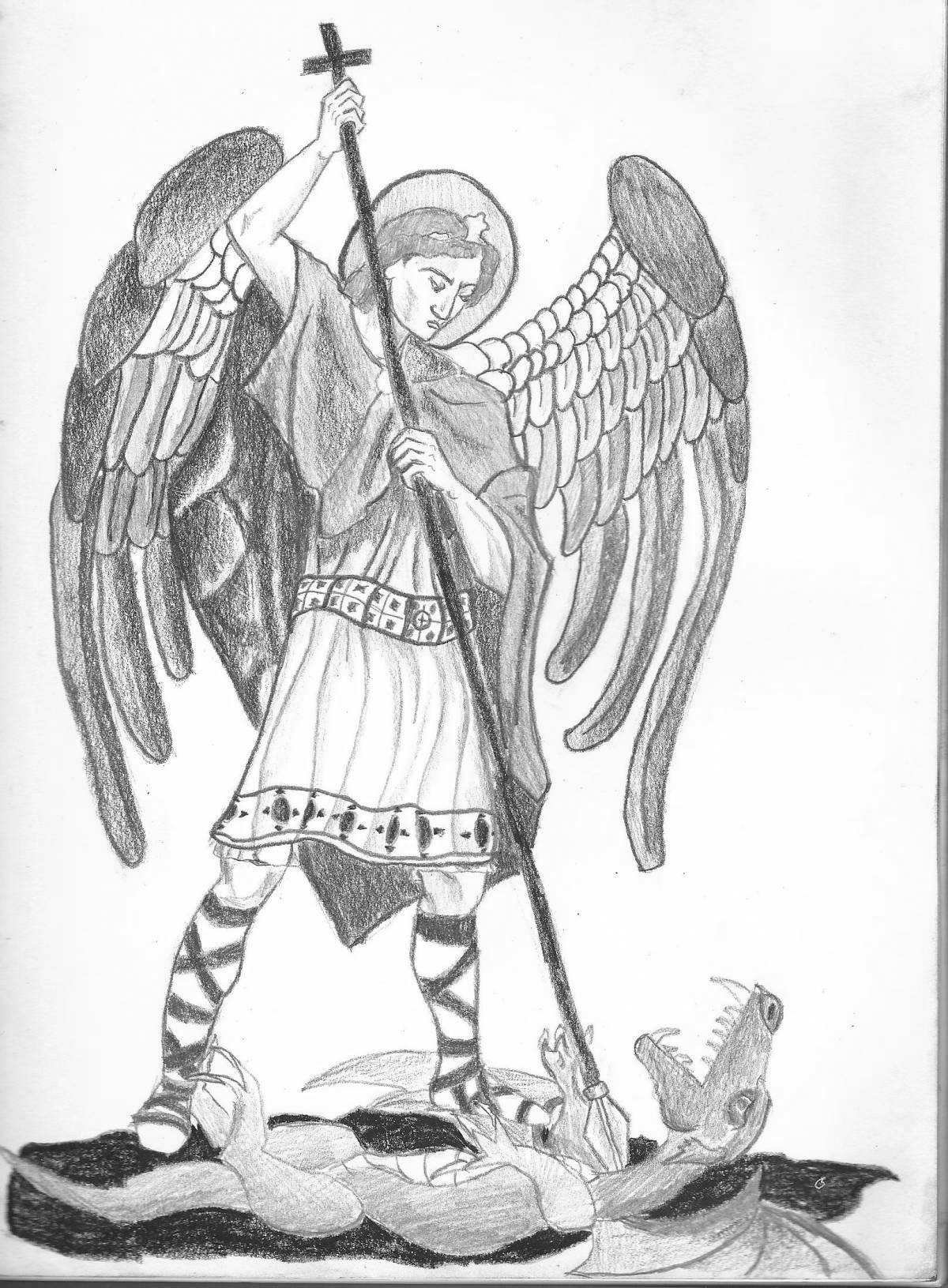 Раскраска потрясающий архангел михаил