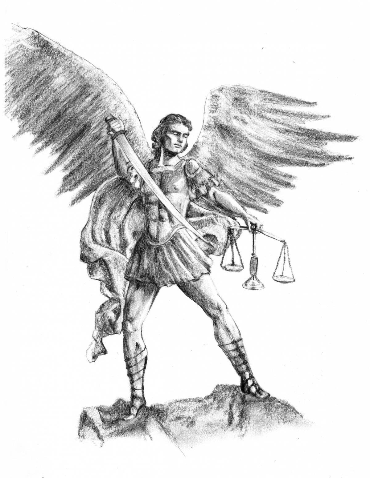 Coloring page glowing archangel michael