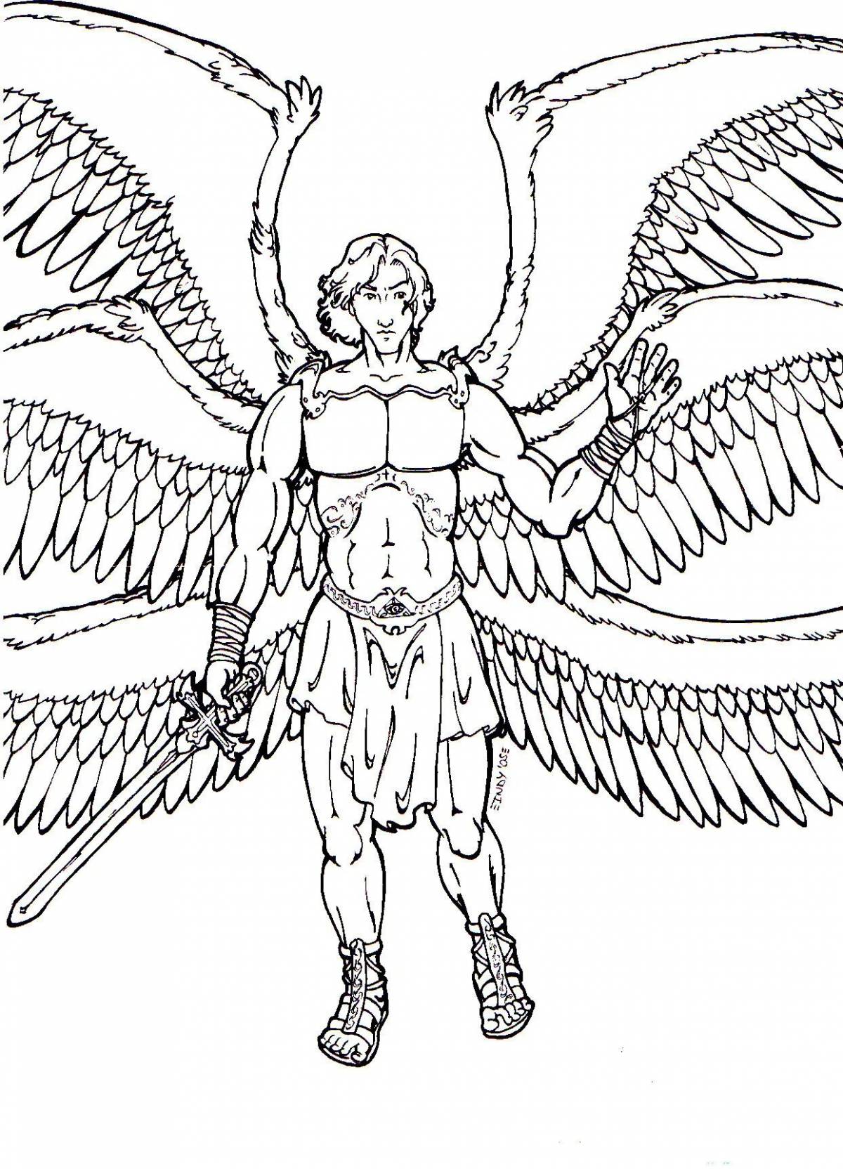 Раскраска ослепительный архангел михаил